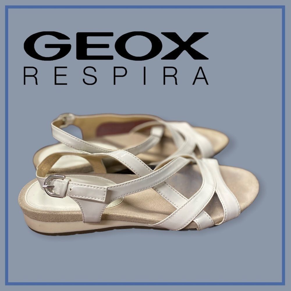 Geox Respinra Patent Leather Cream Sandals 39 9